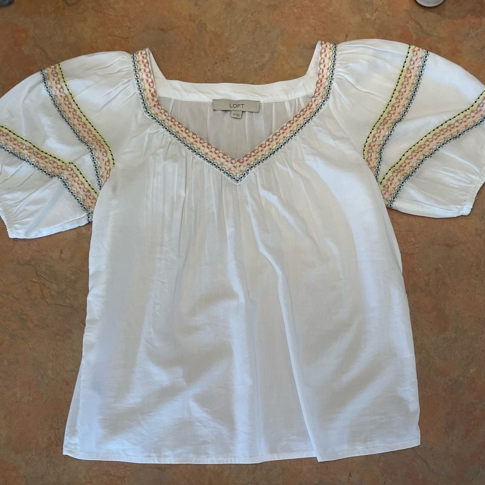White Loft Puff Sleeve Blouse